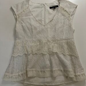 White Lacey cutoff sleeve shirt